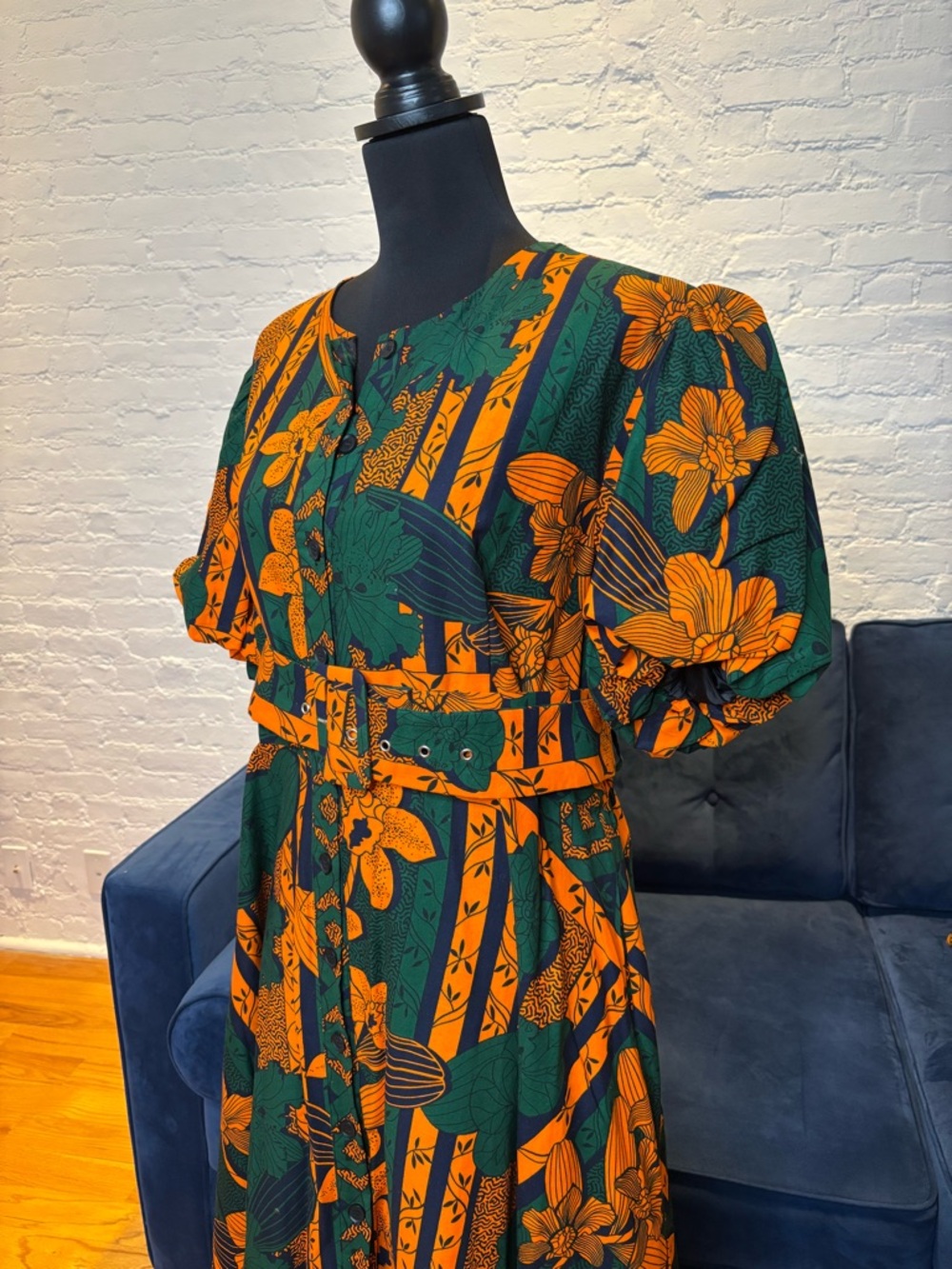 Heritage Clothing “Fatima” African Floral Midi/Maxi Dress with Belt - Picture 3 of 8